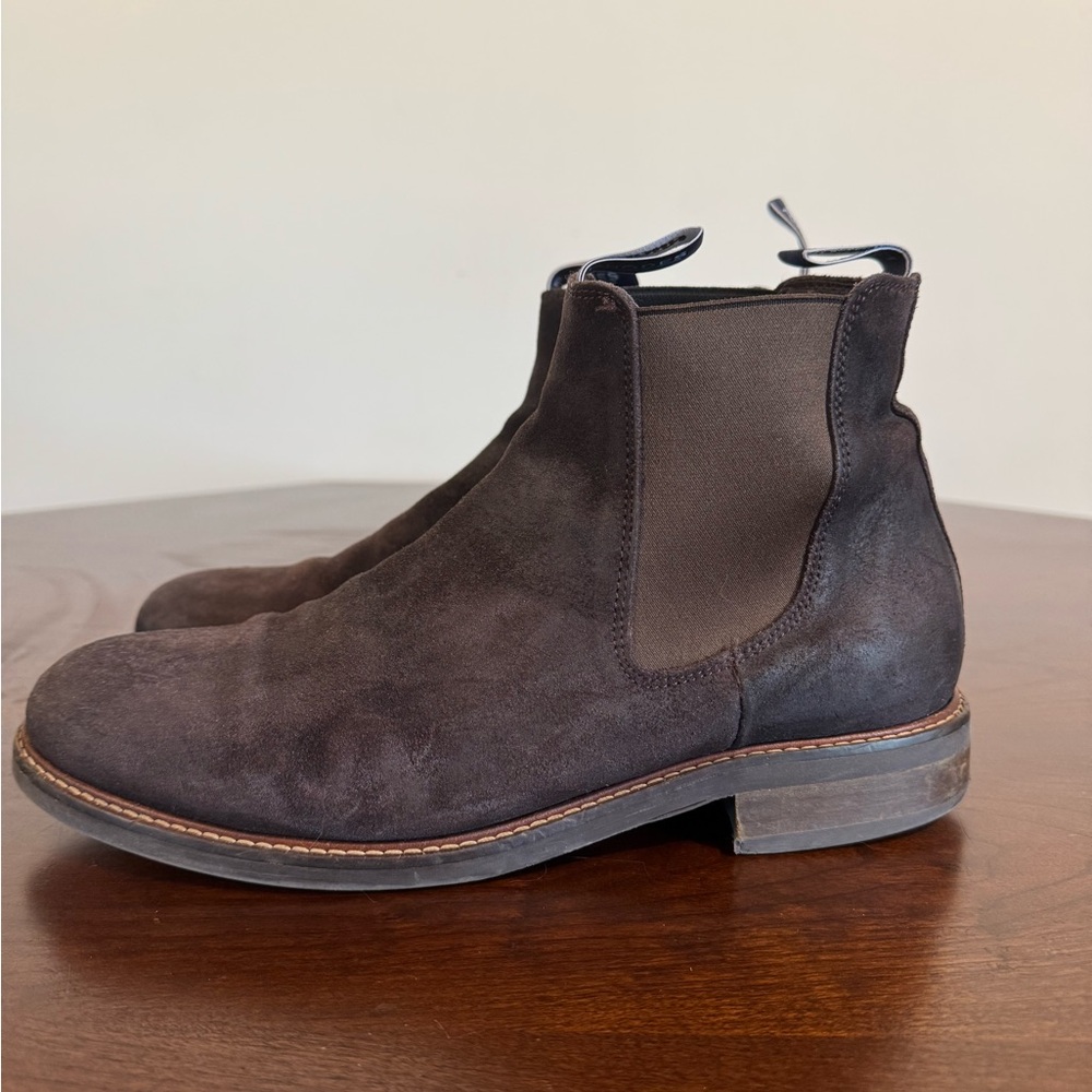 Rhodes Huxley Dark Brown Leather Boots Suede Finish